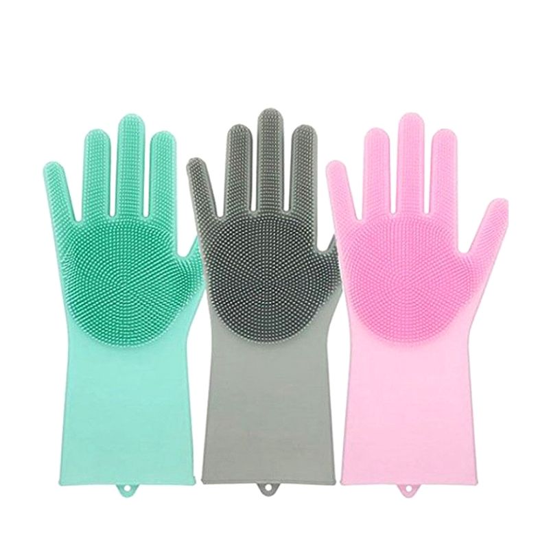 Multifunctional silicone dishwashing gloves