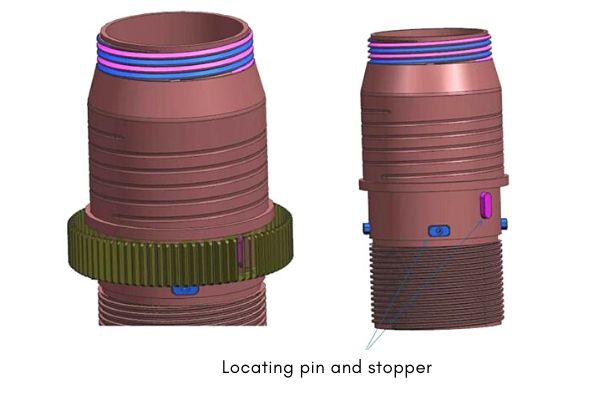 Locating pin and stopper